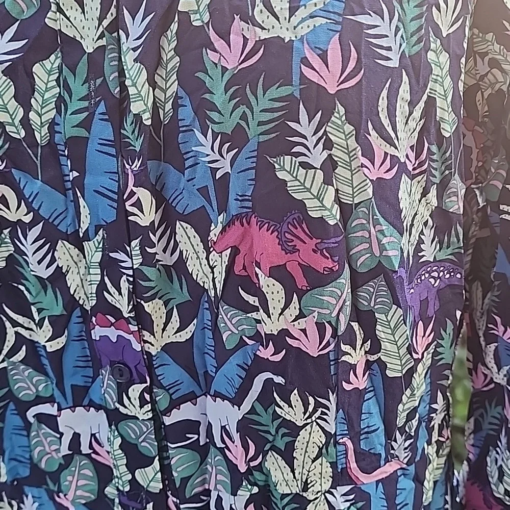 Floral Blue and Purple Women's Dress - Picture 2 of 9